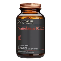 Наттокиназа 100 мг (2000FUs) и Витамин К2 100 мкг (133%) 60кап Doctor Life Nattokinase & K2 США Доставка из ЕС