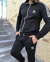 Спортивные костюмы мужские Черные адидас Спортивный костюм двунитка трикотаж Adidas