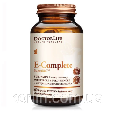 Вітамін Е Токофероли та Токотріеноли 60 кап Doctor Life E-Complete SupraBio США Доставка з ЄС