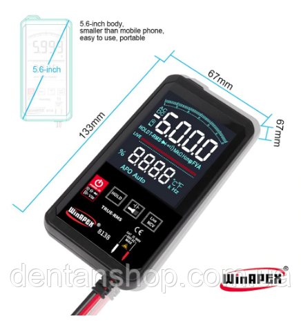 Цифровий мультиметр із сенсорним екраном Winapex ET8136, фото 1