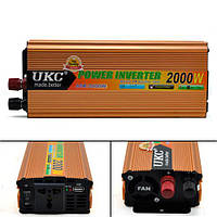 Інвертор автомобільний перетворювач DC в AC 12-220В 2000Вт UKC SSK-2000W
