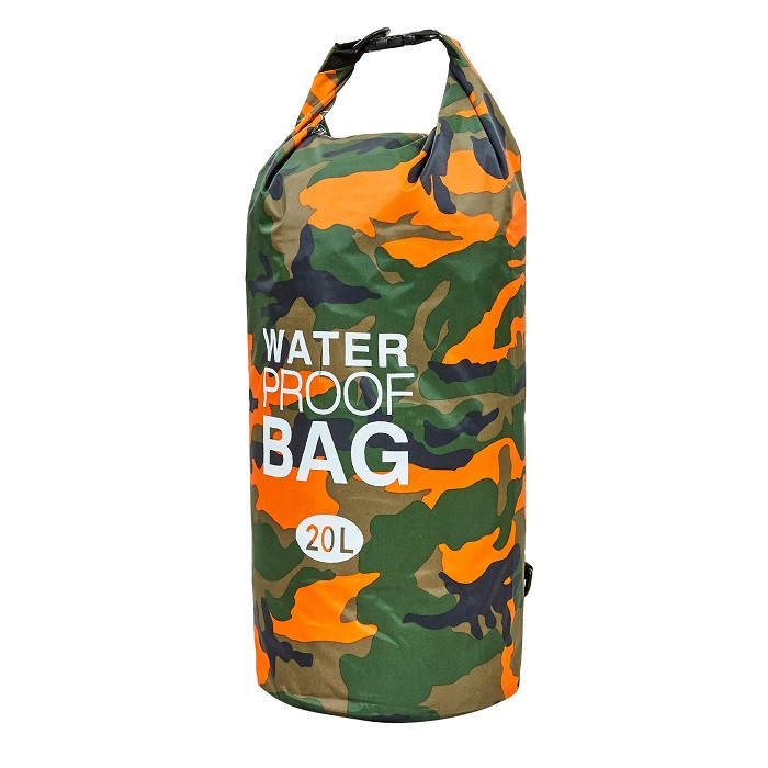 Гермомешок - рюкзак водонепроницаемый Waterproof Bag 20L Камуфляж с оранжевым - фото 1 - id-p1452452955