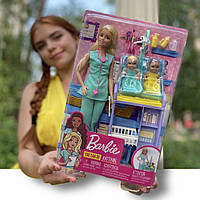 Игровой набор Кукла Барби Педиатр с новорожденными детками (DVG10)