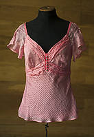 Шелковая розовая блузка с коротким рукавом женская Karen Millen, размер S, M