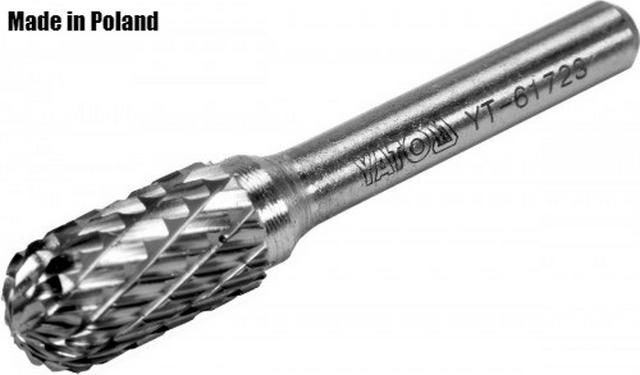 Фреза для металу циліндрична заокруглена Ø = 10 мм, L = 56/16 мм,хвостовик 6 мм YATO YT-61723