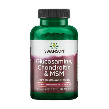 Глюкозамін, хондроїтин та ЧСЧ комплекс Свансон / Swanson Glucosamine, Chondroitin & MSM (120 tab)