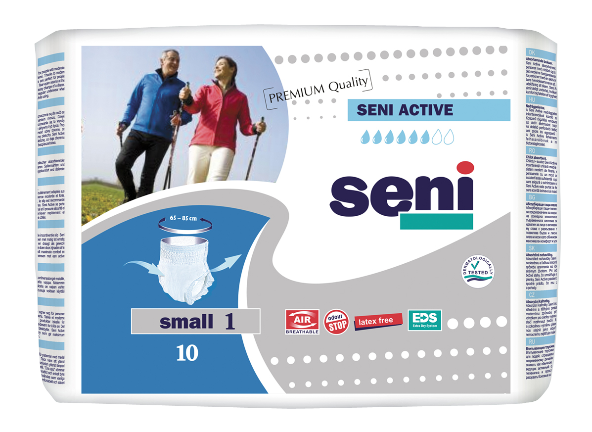 Впитывающие трусы-подгузники для взрослых SENI Active 1 SMALL 10 шт. Air - фото 1 - id-p517816792