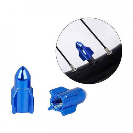 Ковпачки на ніпель для мотоцикла, велосипеда, скутера Alitek Ракета Blue, 2 шт, фото 2