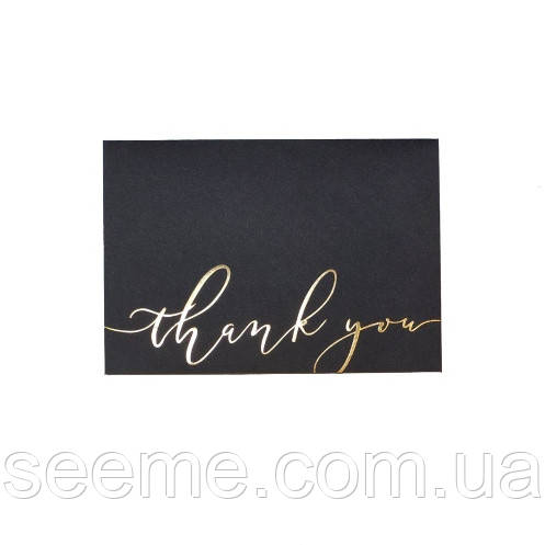 Конверт 162x113 мм "Thank you", колір чорний, КОМПЛЕКТ 10 шт.