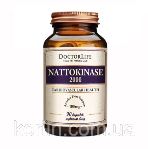 Натокіназа 100 мг (2000FUs) 90кап Doctor Life Nattokinase 2000 США Доставка з ЄС