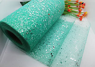 Фатин із великими блискітками.  Ширина 15 см. Довжина 1 м. Цвет мята.