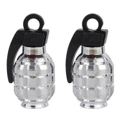 Ковпачки на ніпель для скутера, велосипеда, мотоцикла Alitek Лимонка Silver, 2 шт, фото 2