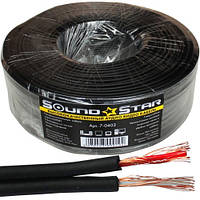 Кабель аудіо-відео 2 жили, у екрані, Cu мідь, плоский, 2.6х5.2 мм, чорний, 100м, SoundStar