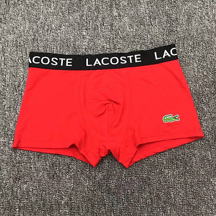 Чоловічі труси Lacoste Лакост на чорній резинці Червоний 2XL, фото 2