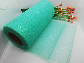 Фатин з блискітками. Блискітки хамелеон. Ширина 15 см. Довжина 1 м. Колір  мʼята .