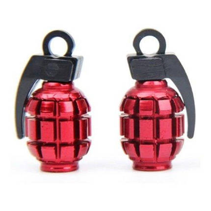Ковпачки на ніпель для велосипеда, скутера, мотоцикла Alitek Лимонка Red, 2 шт, фото 2