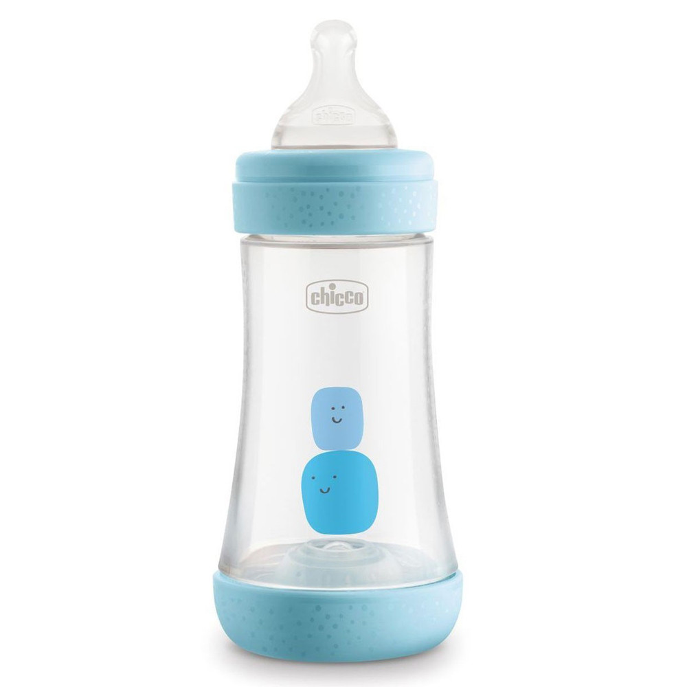Пляшечка пластикова 240 мл Chicco PERFECT 5 Блакитна 2m + (8058664122035)