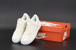 Жіночі низькі кросівки Nike Air Force Low AF 1 White (Кросівки Найк Аір Форс білі з блакитним) 40