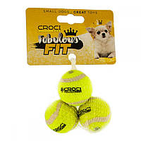 Игрушка для собак мяч теннисный желтый с пищалкой 3,8 см Croci 3шт/уп