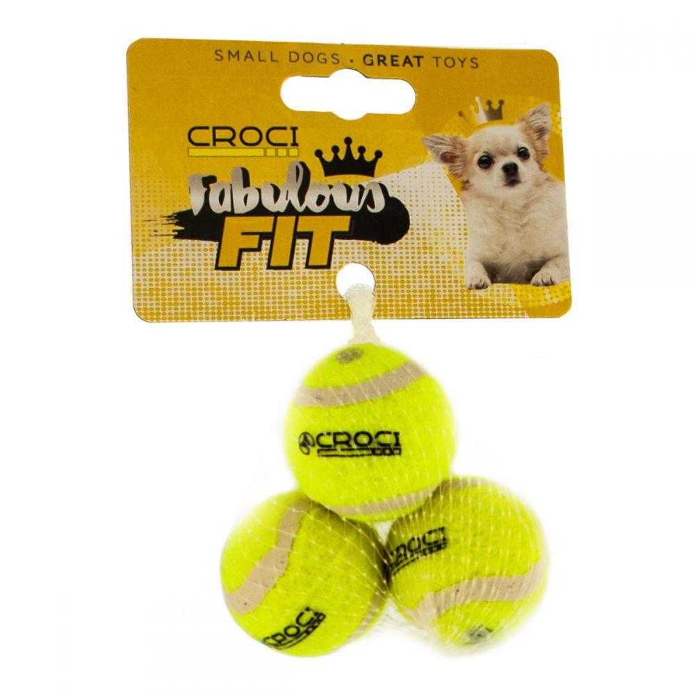 Іграшка для собак м'яч тенісний з пищалкою 3,8 см Croci 3шт/уп
