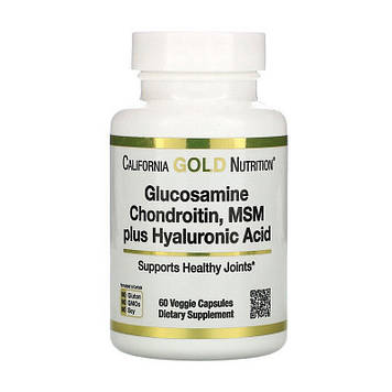 Комплекс California Gold Nutrition Glucosamine, Chondroitin, MSM plus Hyaluronic Acid (60 veg caps)