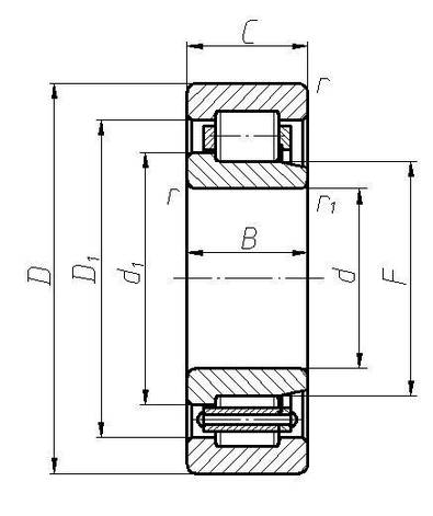 Підшипник 42313 (NJ313) ГПЗ-34, розміри:65*140*33, фото 2