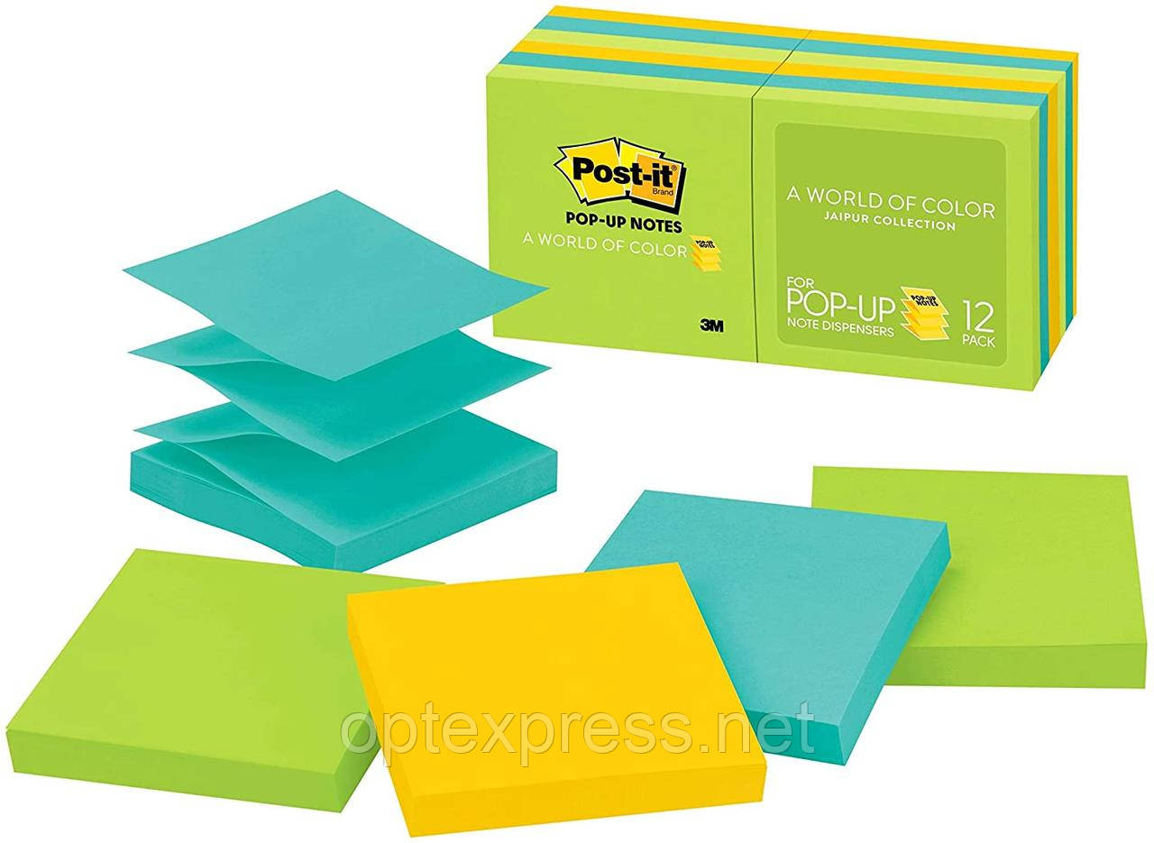 3М Post-It Z-образні стікери R330 76х76 мм  12 блоків по 100л різнокольорові