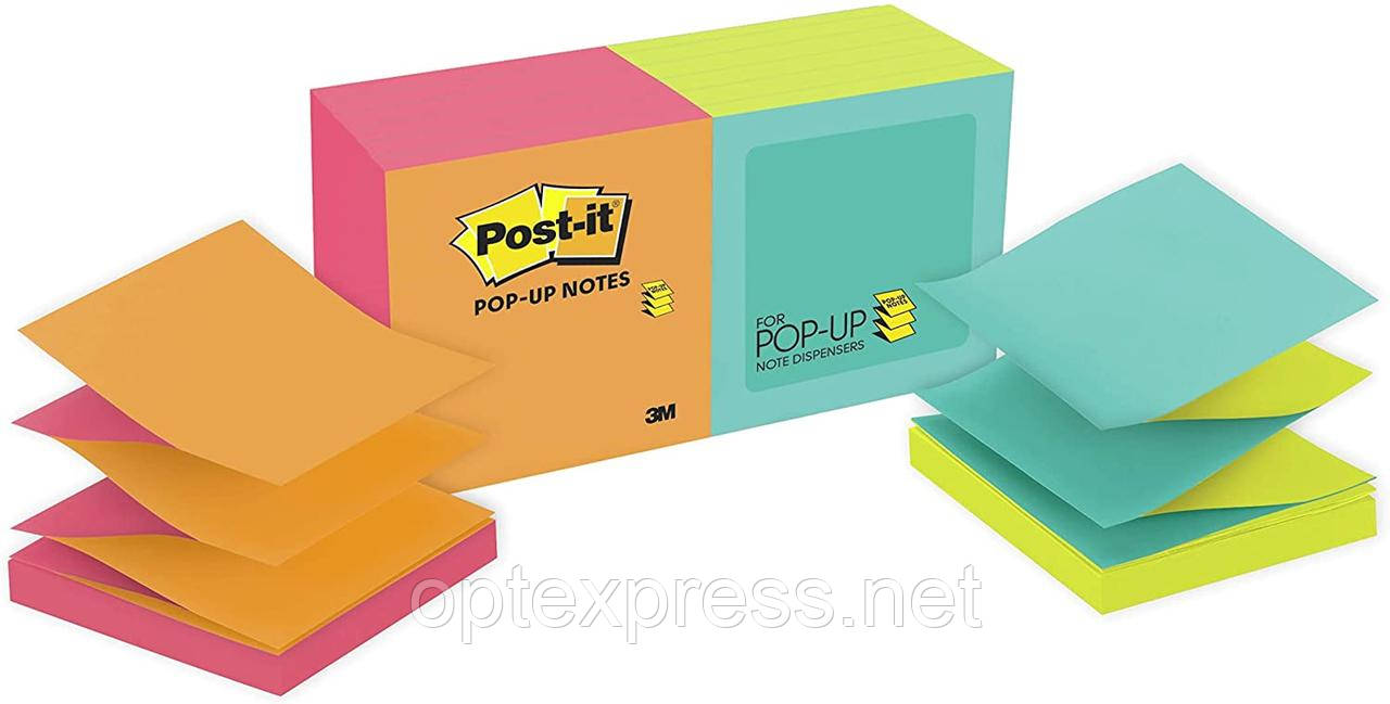 3М Post-It Z-образні двокольорові стікери  76х76 мм 12 блоків по 100 л