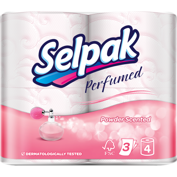 Туалетний папір Selpak Perfumed з ароматом Пудра, 4 рулони