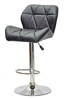 Барный стул Paris кожзам черный Bar CH Base, на хромированной ноге с регулировкой высоты и подножкой
