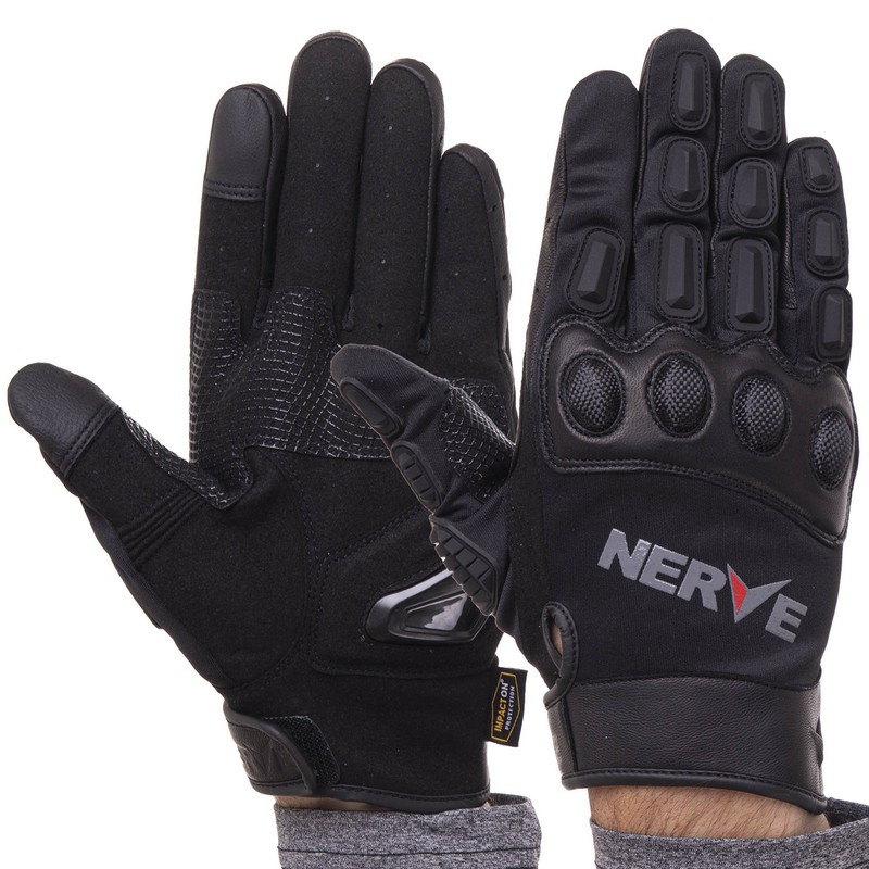 Мотоперчатки з закритими пальцями і протектором NERVE KQ1056 (розмір M-XL) чорний