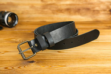 Пояс під джинси з натуральної шкіри колір Чорний, пряжка №1