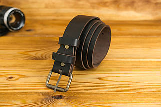 Пояс під джинси з натуральної шкіри колір Кава, пряжка №1, фото 2