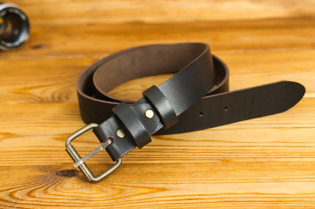 Пояс під джинси з натуральної шкіри колір Кава, пряжка №1, фото 1