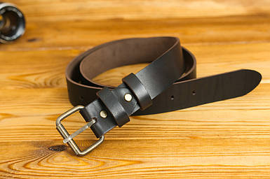 Пояс під джинси з натуральної шкіри колір Кава, пряжка №1