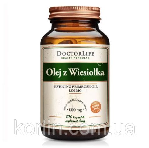 Олія примули Вечірньої 1300 мг 100 кап Doctor Life Evening Primrose Oil США Доставка з ЄС