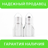 Колпачки Ракета на ниппель авто вело мото, шредер (schrader) 2 шт в серебристом цвете
