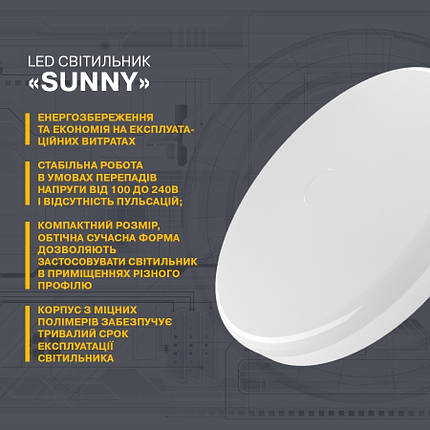 Світильник Світлодіодний ELM Sunny Накладний 30W 6500К (26-0077), фото 2