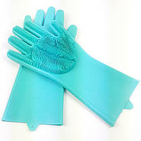 Перчатки щетка для уборки мытья посуды Super Gloves