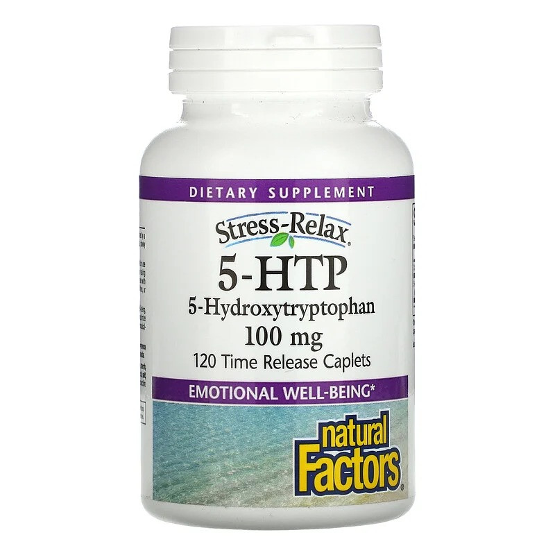 5-гідрокситриптофан Natural Factors "5-HTP" з уповільненим вивільненням, 100 мг (120 капсул), фото 1