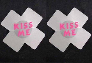 Наклейки на соски хрестики з написом Білий, Kiss Me