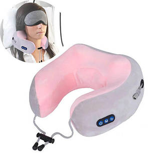 Масажер електричний для шиї U-Shaped Massage Pillow SHAKE WM-003 Рожевий
