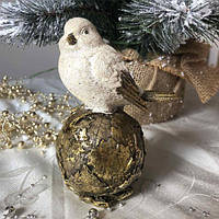 Декоративная фигурка Птичка на шаре, 13см, цвет - золотой