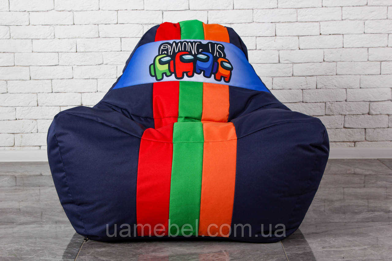 Безкаркасне крісло мішок диван Among Us, темно-синє