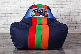 Безкаркасне крісло мішок диван Among Us, темно-синє