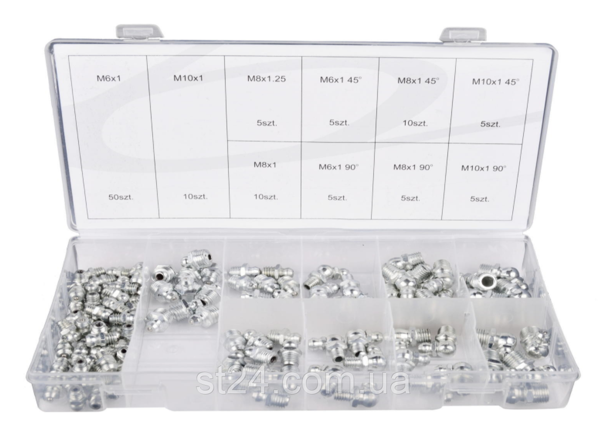 Набір ніпелів для масляного шприца 110 елементів GEKO G02920, фото 1