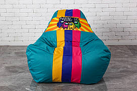 Безкаркасне крісло мішок диван Among Us, бірюзове