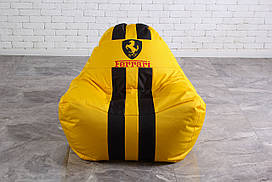 Безкаркасне крісло мішок диван Ferrari з логотипом, жовте