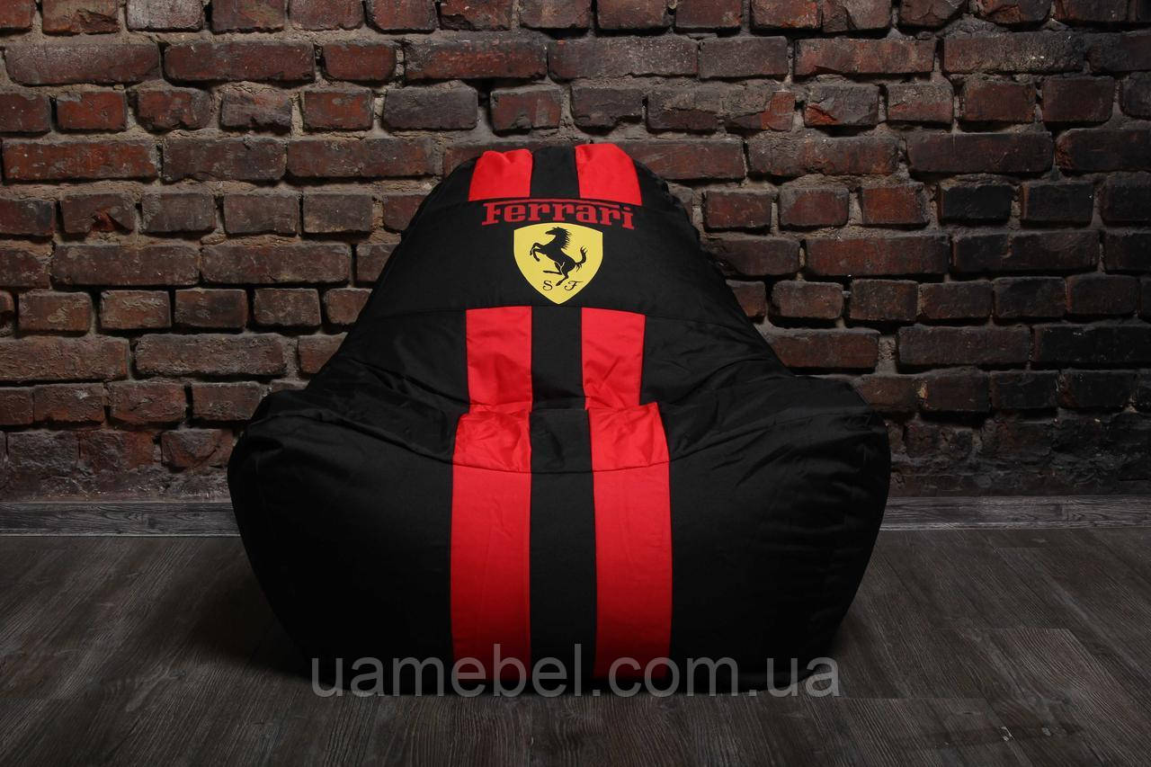 Безкаркасне крісло мішок диван Ferrari з логотипом, чорно-червоне