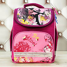 Рюкзак шкільний каркасний для дівчинки Bagland з ортопедичної м'якою спинкою малинового кольору 12 л.